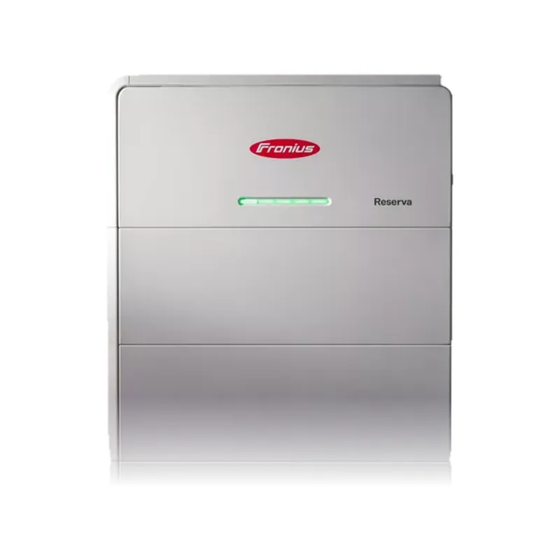 Fronius Reserva battery, a grey stack of modules with the Fronius logo
