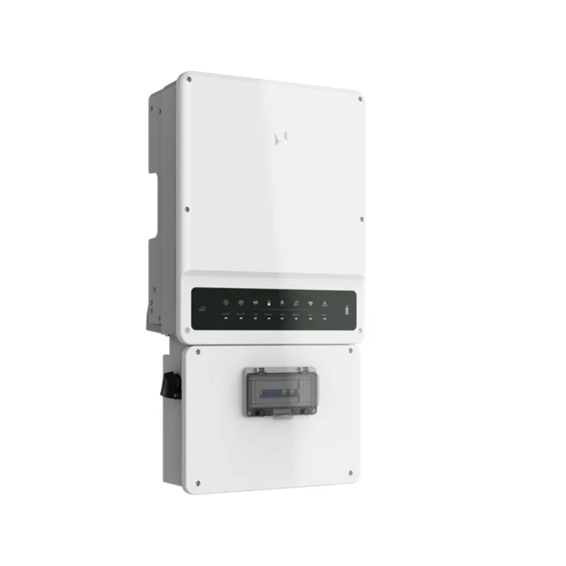 GoodWe EHB hybrid inverter, white wall-mounted unit with LED panel